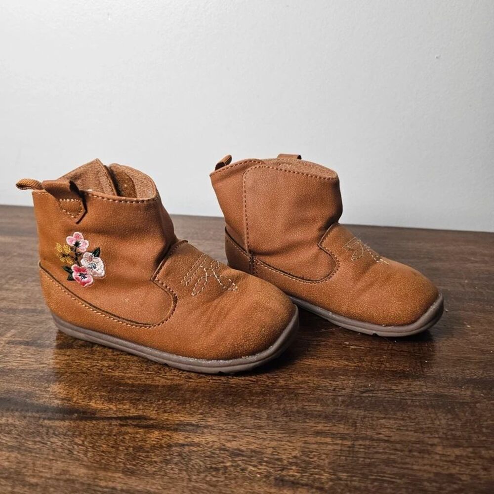 Carter's Baby Floral Every Step® Boots Brown Floral Embroidered Western Size 6M